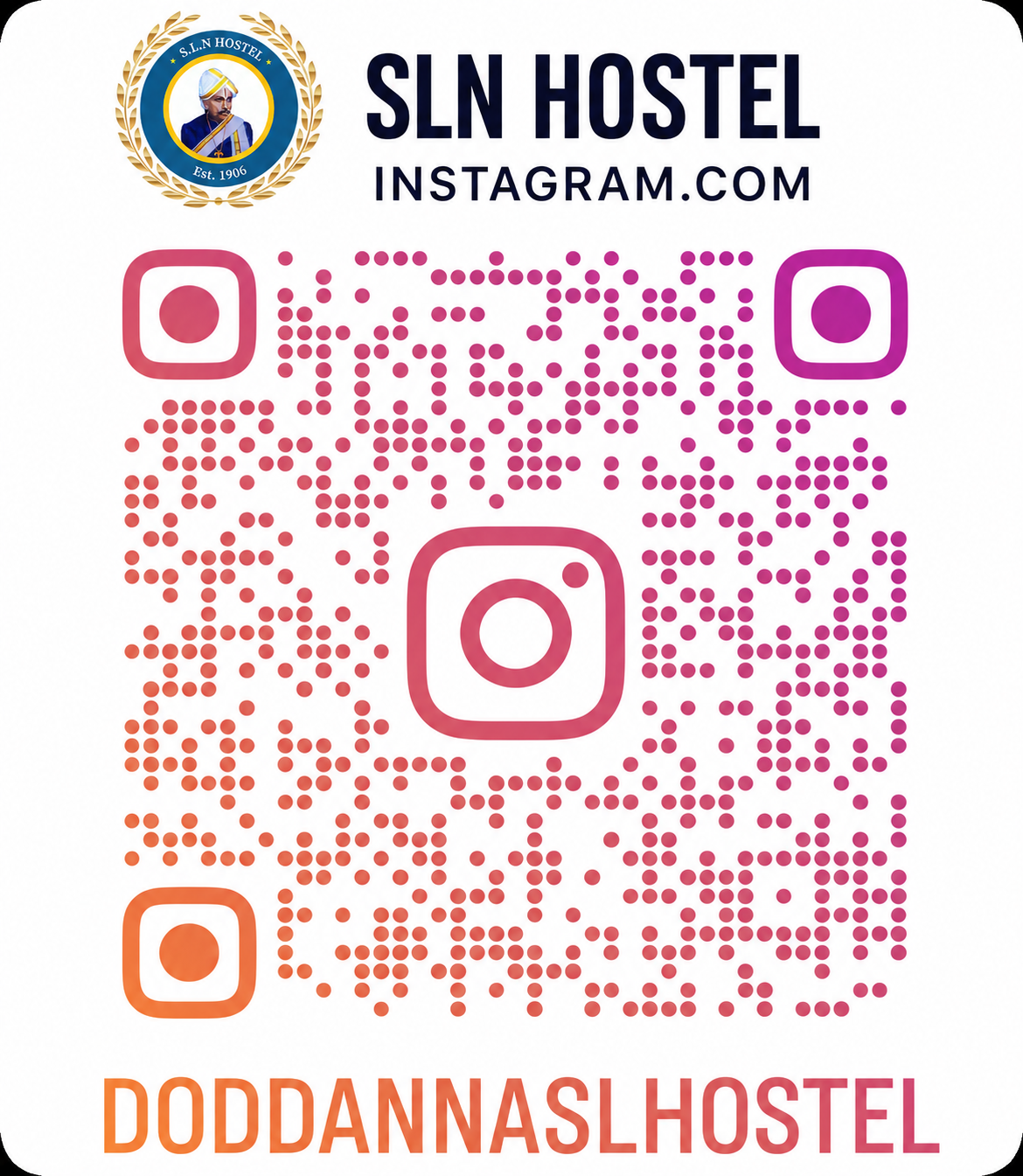 Scan to follow @doddannaslhostel on Instagram
